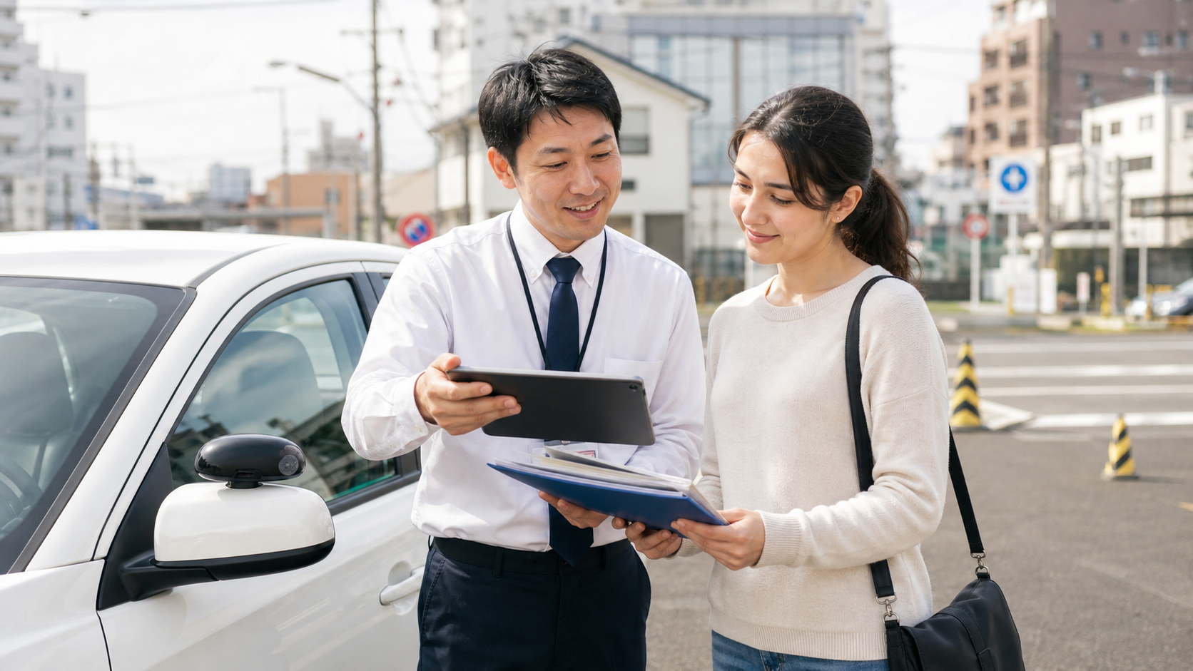 外免切替の相談をする受講者と指導員